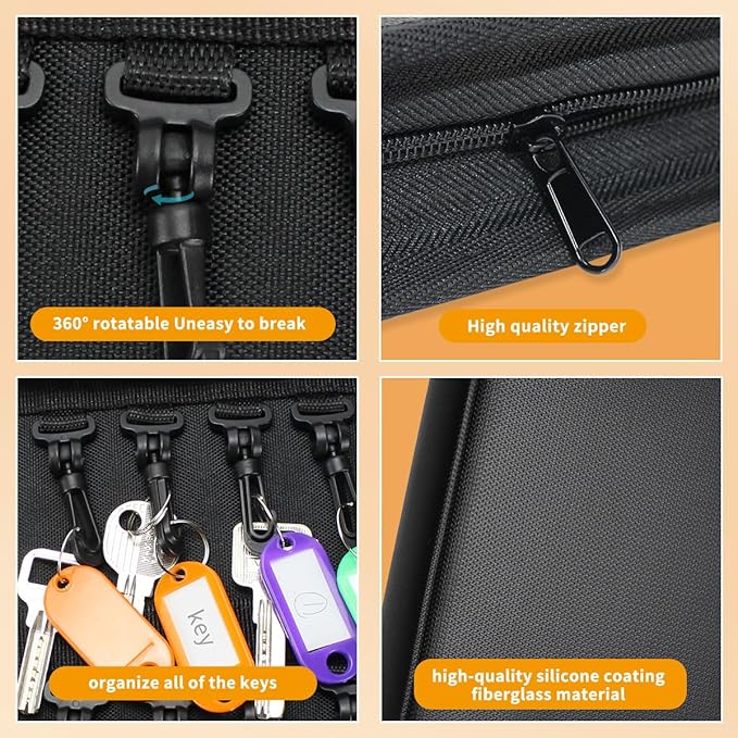 Sdstone Portable Zippered Key Organizer, Fireproof Key Case - Image 5