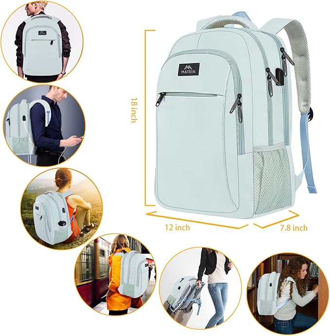 MATEIN Travel Laptop Backpack, Lightweight Anti Theft School Bookbag - Image 7