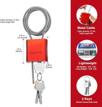 Adjustable Cable Locks with 3 Keys | 3.28ft L x 1/6in D Aluminum Steel Cable - Image 2