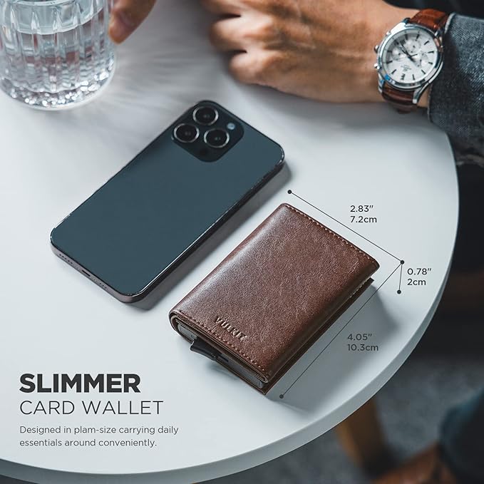 VULKIT Pop up Card Wallet Minimalist Cash Wallets RFID Blocking Leather Smart - Image 5