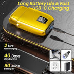Electric Foil Shavers for Men, 3 Speed Electric Razor for Men, High Speed Dual Floating Blades, IPX7 Waterproof Wet & Dry, LED Display, USB Type C Charging, Foil Razor for Face/Beard/Head (Gold)