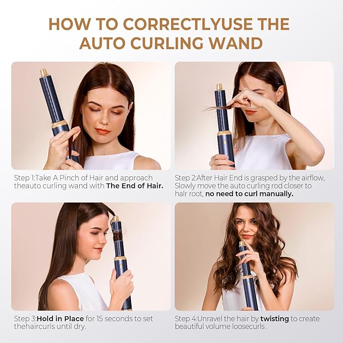 5 in 1 Hair Dryer Brush, Negative Ion Blow Dryer Brush Set Upgrade Hot Air Brush Air Styler Curling Wrap Air Curler, Curling Iron Hair Styling Tools As A Gift for Straight/Curl/Drying/Smoothing