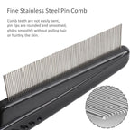 Fine-Tooth Dandruff Comb, Durable Stainless Steel Dandruff Removal, Professional Hair Styling Tool for Adults and Kids (Black+Red)