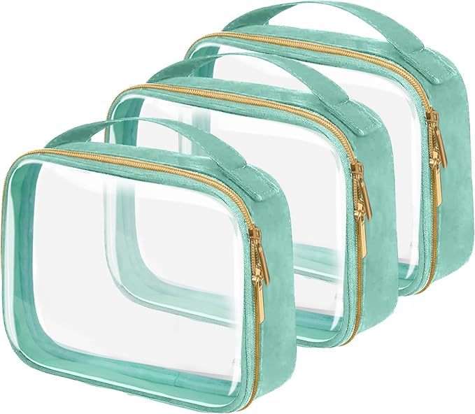 TSA Approved Travel Toiletry Bag, 3 Pack Clear Makeup Bags by FAYORORY