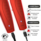 Supreme Trimmer 2-in-1 Vader Clipper & Trimmer Kit | Cordless Beard Trimmer & Mens Clippers Set for Barbers or Home | with DLC Coated Blades | Red