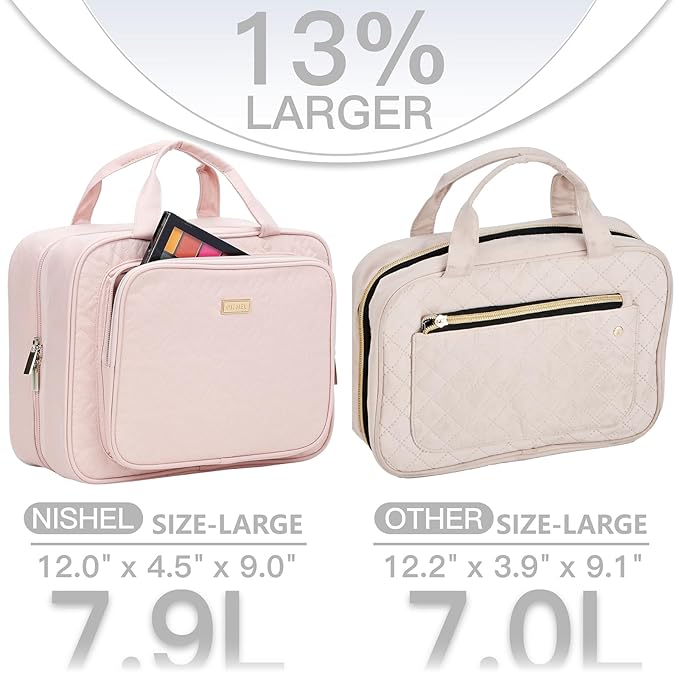 NISHEL Travel Toiletry Bag for Women Large Capacity, Makeup Essentials Organizer - Image 2