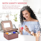 Large Makeup Bag with Mirror Double Layer Travel Make Up Organizer Case - Image 3
