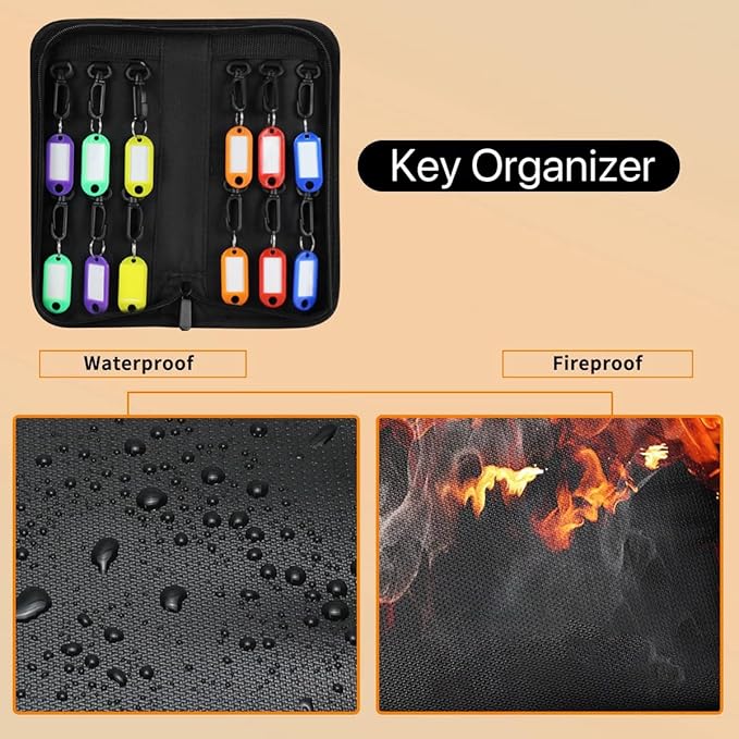 Sdstone Portable Zippered Key Organizer, Fireproof Key Case - Image 2