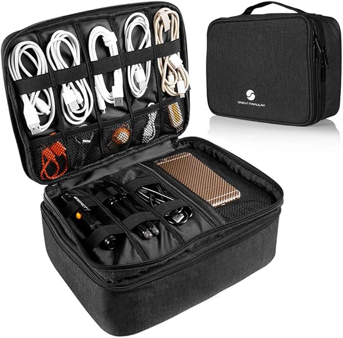 Travel Electronics Organizer, Waterproof Cable Organizer Bag by ORIENTFAMULAY