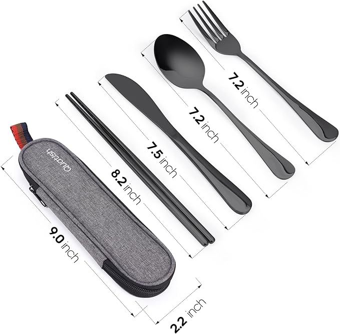 Travel Utensils with Case, Quatish Portable Silverware Set - Image 7