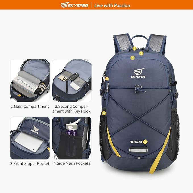 SKYSPER Small Hiking Daypack, 20L Lightweight Travel Backpacks Day Hike Pack - Image 5