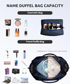 Initial Duffle with Shoe Compartment, Personalized Weekender Bag with Shoulder - Image 3
