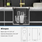10 inch Bar Sink Undermount, 10x18 inch Small Bar Sink Gunmetal Black - Image 7