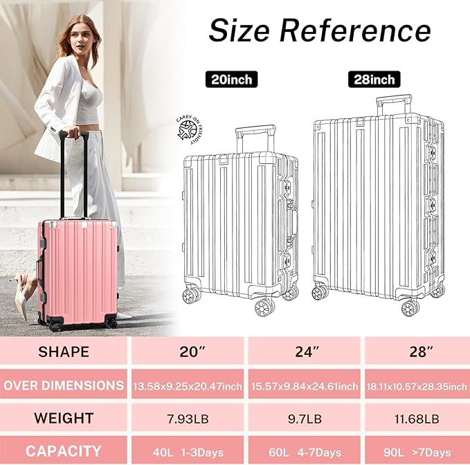Krute Carry On Luggage 20 inch Aluminum Frame Suitcase - Image 8