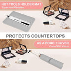 Oversize Silicone Heat Resistant Mat, Portable Travel Mat Cover with Velcro for Curling Irons, Flat Irons, Hair Straightener and Hot Hair Styling Tools(14.2" x 11")