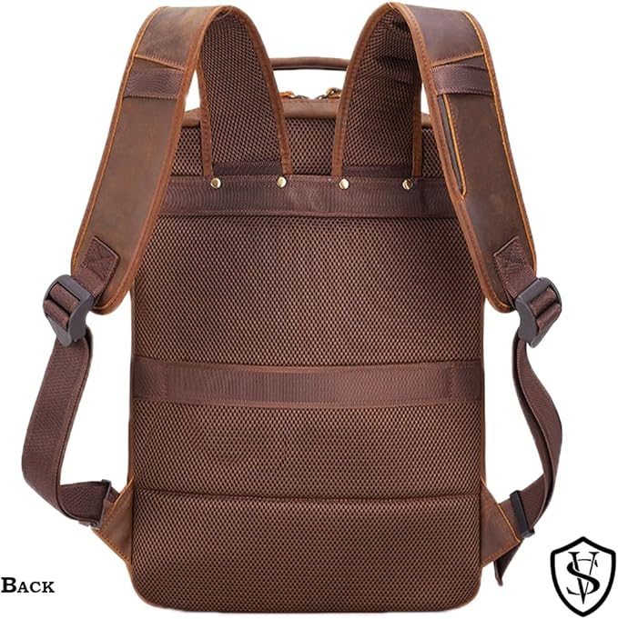 STAR VISTA Angelo 17.3" Vintage Full Grain Leather Laptop Backpack - Image 4