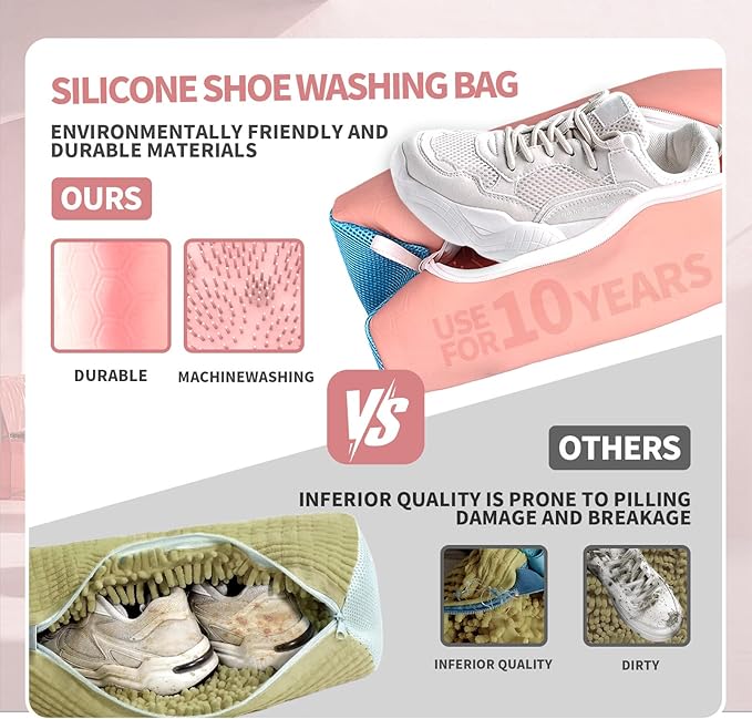 Upgrade Strong Clean Siliconic Shoe Washing Machine Bag 2 Pcs, XXXL Honeycomb - Image 3