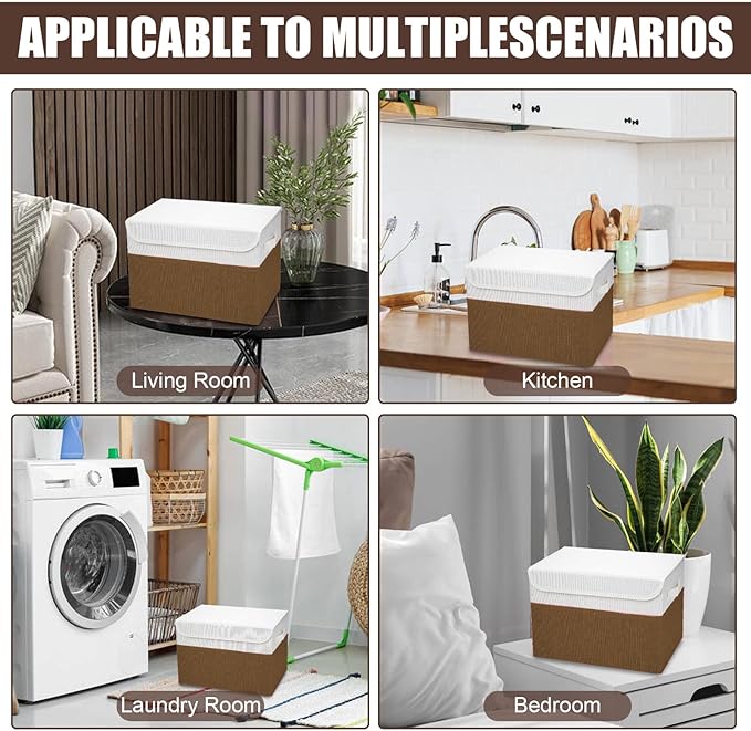 Large 22 Quart Linen Fabric Foldable Storage Bin Cube Organizer Basket - Image 7