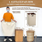 Canvas Laundry Bags with Handles & Square Base13.8"x 13.8", Large Heavy Duty - Image 2