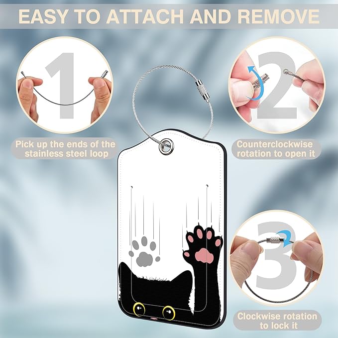 2 Pcs Cute Black Cat Luggage Tags - Image 4