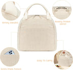 Bluboon Lunch Bag for Women Men Cute Corduroy Lunch Tote Bags Reusable - Image 5