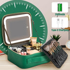Makeup Travel Train Case with Mirror LED Light 3 Adjustable Brightness Large - Image 5