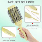 Fast Dry Round Brush with Ceramic Ion Thermal Barrel and Nylon Bristles,Argan oil Round Hair Brush for Blow Drying,Styling,Curling,Straightening, Perfect Styling .for All Hair Types-53mm