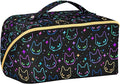 Makeup Organizer Bag, Colorful Neon Cat Heads Travel Makeup Bags Makeup Vanity Case Large Capacity Rhombus Cosmetic Toiletry Bag for Girl Women Ladies