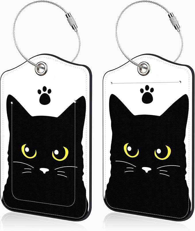 Set of 2 Luggage Tags Cute Black Cat Luggage Tags by Unknown