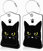 Set of 2 Luggage Tags Cute Black Cat Luggage Tags by Unknown