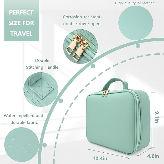 Travel Makeup Bag, with Mirror 3 Color Setting and Detachable 10x Magnifying - Image 3