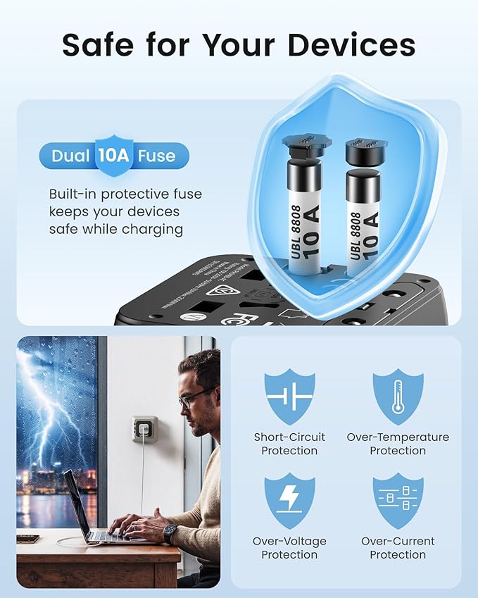 LENCENT Universal Travel Plug Adapter, International Power Adaptor - Image 6