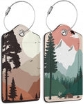 2 Pack Luggage Tag for Suitcase, Landscape Pine Trees Mountains Leather Bag by TXIANT