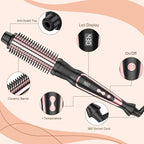 Thermal Brush 1 Inch Curling Iron Volumizing Heated Round Brush Ceramic Tourmaline Heated Hot, Multifunctional Styler Curling Wand (Rose Gold, 1 inch)