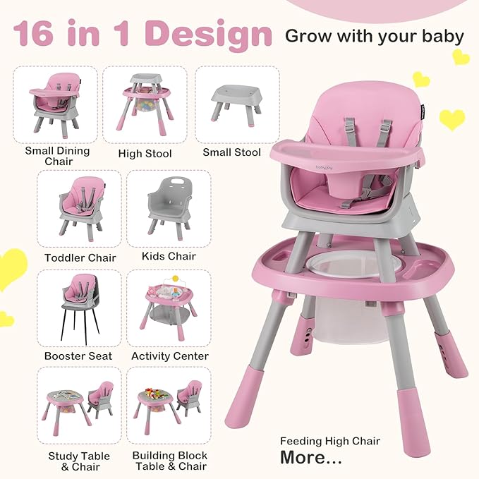 BABY JOY 16 in 1 High Chair, Convertible Baby Highchair - Image 2