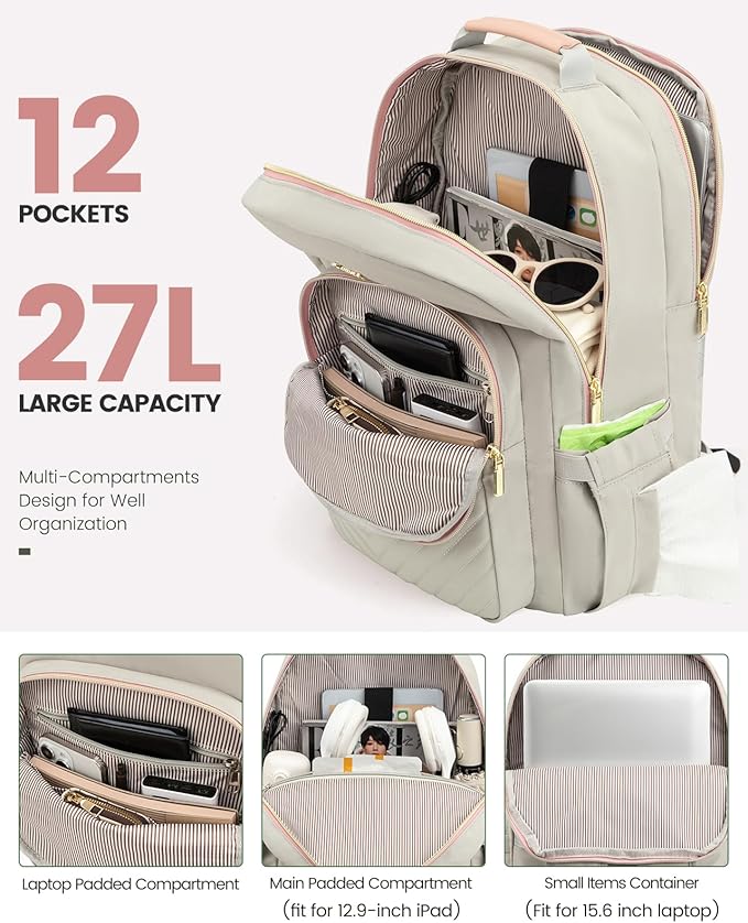 LOVEVOOK Laptop Backpack Purse for Women, Work Travel Computer Bags, College - Image 2