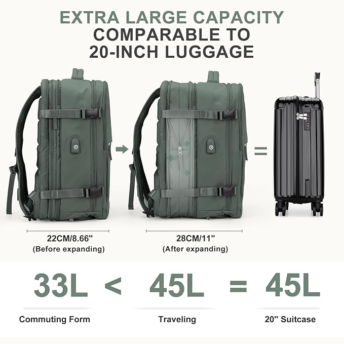 coowoz Large Travel Backpack For Women Men, Carry On Backpack, Hiking Backpack - Image 5