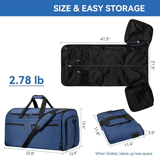Large Garment Bag for Travel, Bukere Convertible Suit Travel Garment Duffel Bag - Image 2