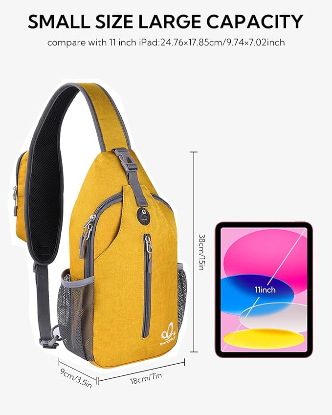WATERFLY Crossbody Sling Backpack Sling Bag Travel Hiking Chest Bag Daypack - Image 2