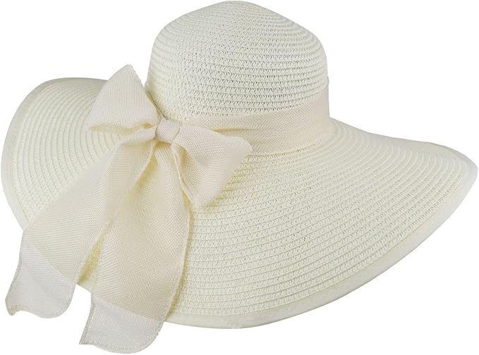 DRESHOW Beach Hats for Women Big Straw Wide Brim Summer Hat Floppy Foldable - Image 3