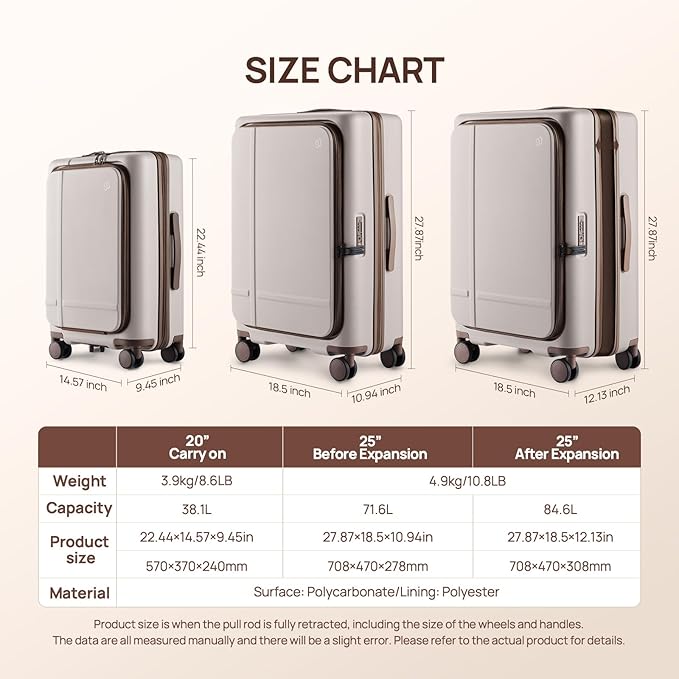 NINETYGO Medium Checked Luggage 25 Inch, Flat Top Opening Checking In Luggage - Image 6
