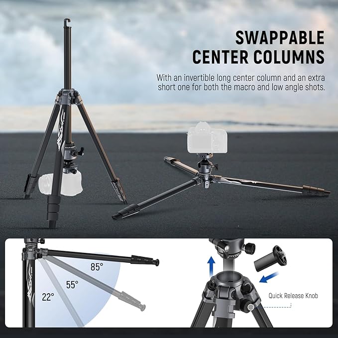 NEEWER LITETRIP LT07 61" Aluminum Travel Tripod Stand - Image 4