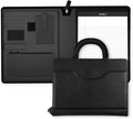 POPRUN Portfolio Binder with Zipper, Leather Padfolio Document Organizer with by POPRUN