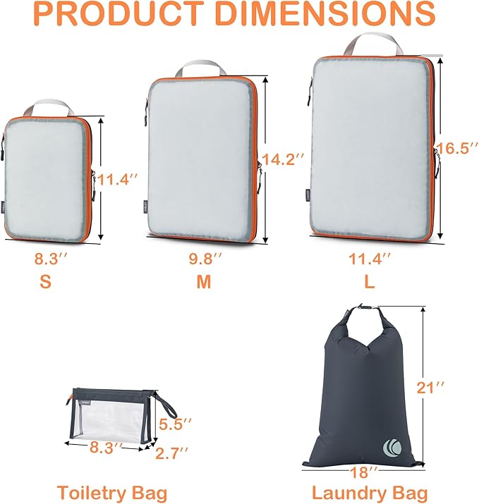 Cipway Compression Packing Cubes, See Through Mesh Luggage Organizer Bags - Image 4