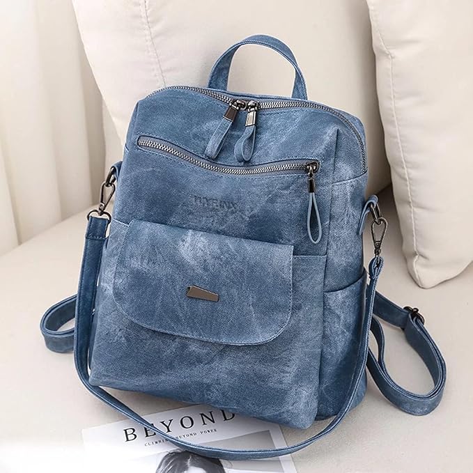 PU Leather Backpack Purse for Women Fashion Multipurpose Design Handbag Ladies - Image 4