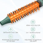 Mini Thermal Round Brush, 0.35 Inch Barrel Volume Heat Styling Brush for Men and Women Short Thin Curly Straight Hair, Heated Curling Iron,12 Temperature Setting (0.95 Inch with Bristles)