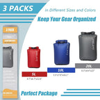 Frelaxy Dry Bag 3-Pack/5-Pack, Ultralight Dry Sack, Outdoor Bags Keep Gear Dry - Image 2