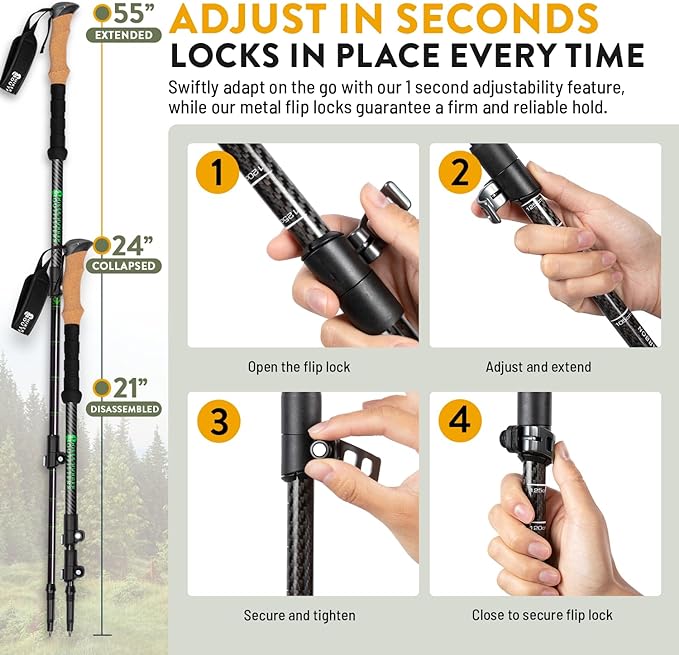 100% Carbon Fiber Trekking Poles by USA Brand - Image 5