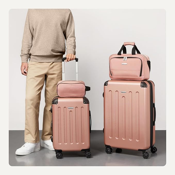 Amazon Basics 4-Piece Luggage Set, Including Two Hardside Suitcases - Image 3