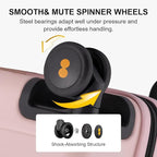 LEVEL8 Pink Suitcase with Spinner Wheels, Carry on Luggage Airline Approved - Image 3